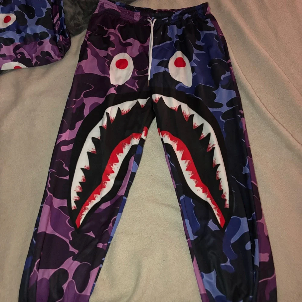 Like “Bape” Blue and Purple Camo Shark Hoodie hoodie and pants - Picture 2 of 3
